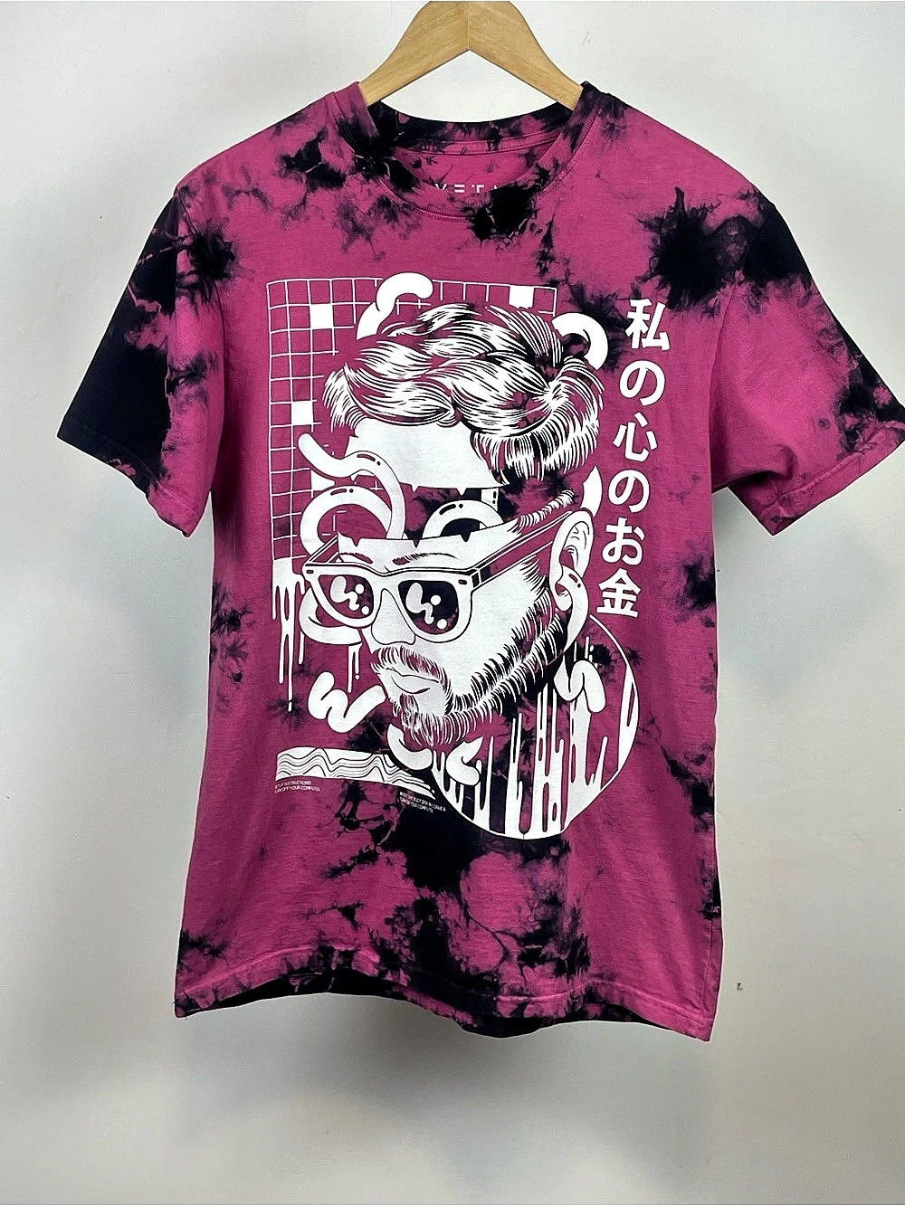 Meta Threads Pink Vaporwave Anime Tie Dye Graphic Tee M